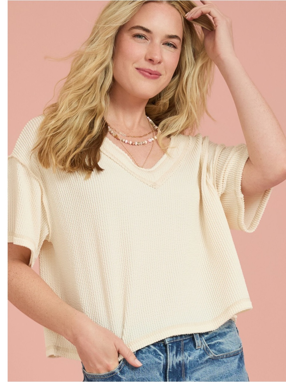 Altar’d State Ada Boxy Ribbed Tee
